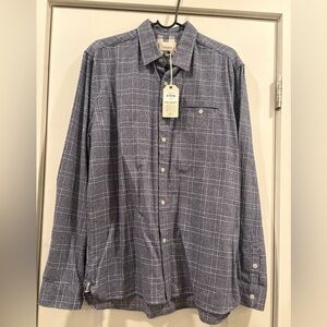 Civil Society Men's Navy Windowpane Plaid Long-Sleeve Shirt